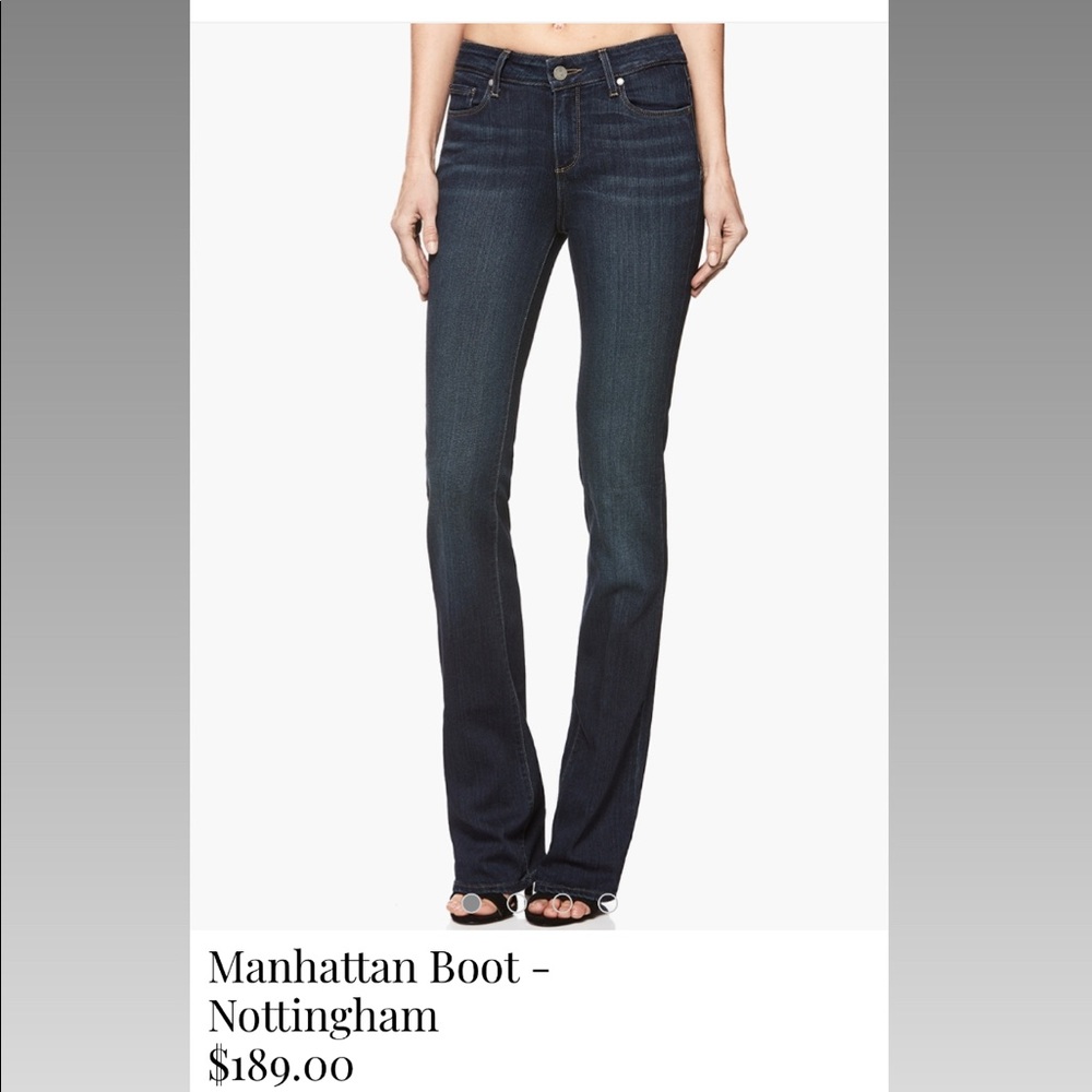 Paige Manhattan Boot Cut Denim Jeans Mid Rise - Picture 1 of 4